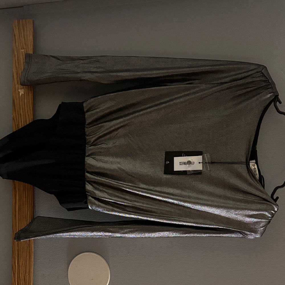 Shimmering Silver Long Sleeve Bodysuit